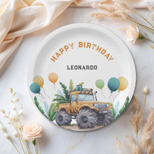 Monster Truck Oerwoud Safari Happy Birthday Papieren Bordje