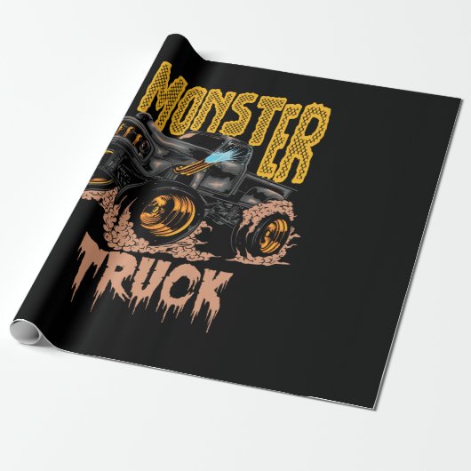 Monster Truck Ontwerp Cadeaupapier (Uitgerold)