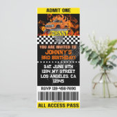 Monster Truck Orange Flames Invite Kaart (Staand voorkant)