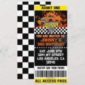 Monster Truck Orange Flames Invite Kaart (Voorkant / Achterkant)