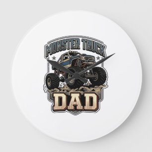 Monster Truck Papa Vintage Vector T-shirt ontwerp_ Grote Klok