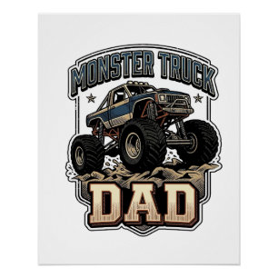 Monster Truck Papa Vintage Vector T-shirt Ontwerp_ Perfect Poster