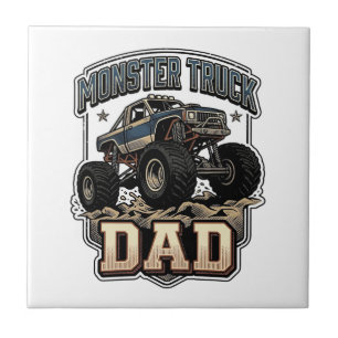 Monster Truck Papa Vintage Vector T-shirt Ontwerp_ Tegeltje