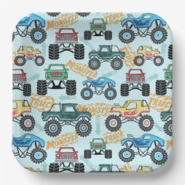 Monster Truck Papieren Borden, Jongens Verjaardags Bordje