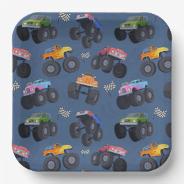Monster Truck Papieren Borden, Truck Show Feestje Bordje