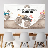 Monster truck party achtergrond banner verjaardag