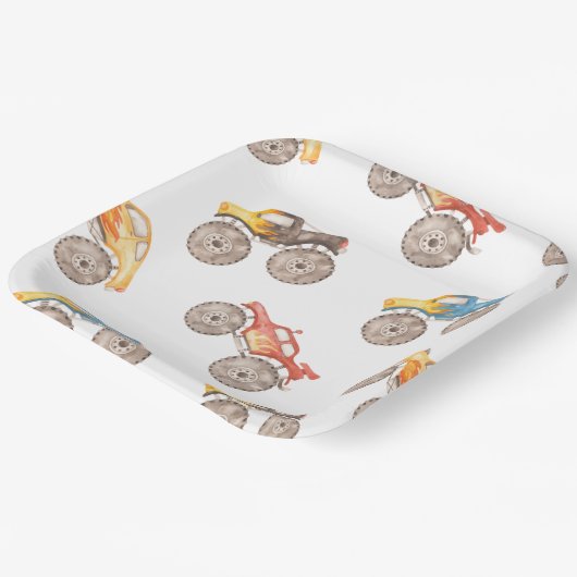 Monster Truck Party Borden Papieren Bordje (Gebogen)