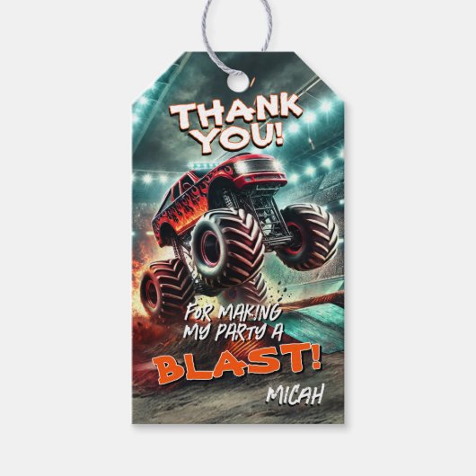 Monster Truck Party voor Label Cadeaulabel (Voorkant)