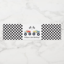 Monster Truck Party Waterfles Etiket