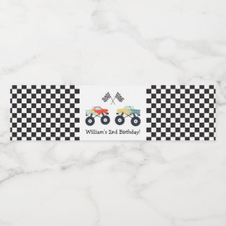 Monster Truck Party Waterfles Etiket