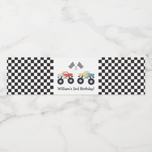 Monster Truck Party Waterfles Etiket (Enkel label)