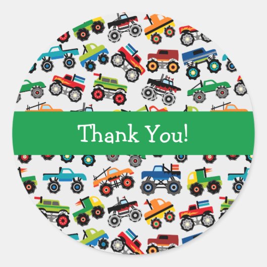 Monster Truck Pattern Classic Round Sticker (Voorkant)