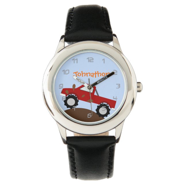 Monster Truck Personaliseerd Horloge (Voorkant)