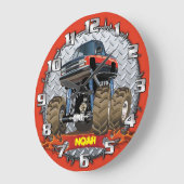 Monster Truck Personalizable Boys Room Clock Grote Klok (Hoek)