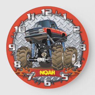 Monster Truck Personalizable Boys Room Clock Grote Klok