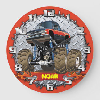 Monster Truck Personalizable Boys Room Clock Grote Klok