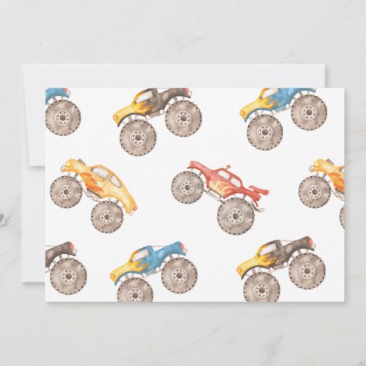 Monster Truck Photo Birthday Invitation Kaart (Achterkant)