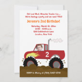 Monster Truck Photo Birthday Invitation (rood) Kaart (Voorkant)
