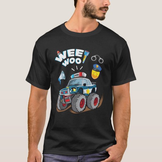Monster Truck Police Car Boy Wee Woo Cop Policeman T-shirt (Voorkant)