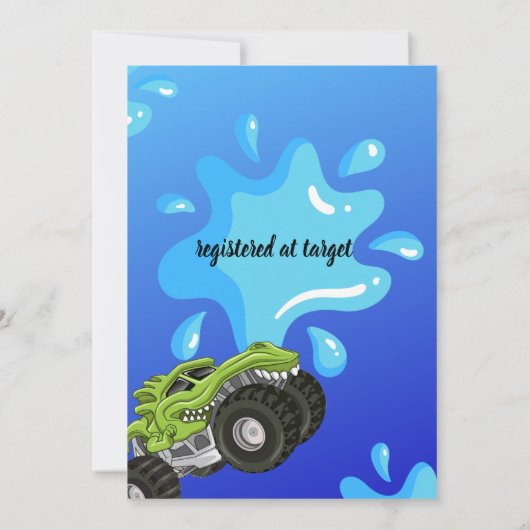 Monster Truck Pool Party Bash Uitnodiging (Achterkant)