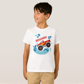 Monster Truck Pool Party Birthday Boy T-Shirt (Voorkant volledig)