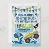 Monster Truck Pool Party Zomerverjaardag Kaart (Voorkant)