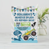 Monster Truck Pool Party Zomerverjaardag Kaart (Staand voorkant)
