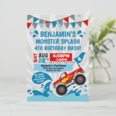 Monster Truck Pool Summer Birthday Kaart (Staand voorkant)