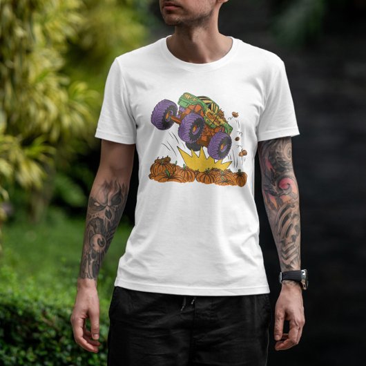 Monster Truck Pumpkin Field T-shirt