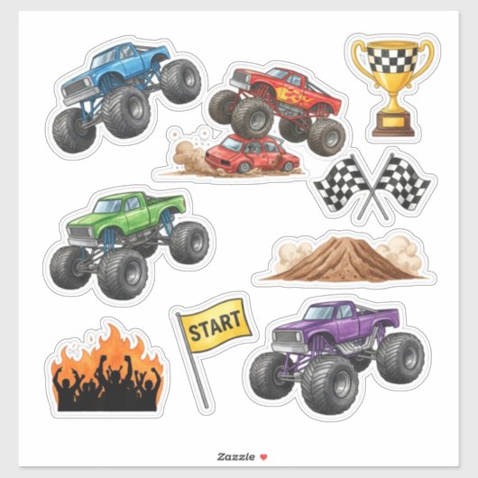 Monster Truck Race Rally Custom Vinyl Sticker (Vel)
