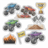 Monster Truck Race Rally Custom Vinyl Sticker (Voorkant)