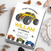 Monster Truck Race Verjaardag Uitnodiging, Jongens Kaart