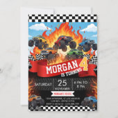 Monster Truck Racing Birthday Invitation Kaart (Voorkant)