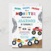 Monster Truck Racing Car Kids Uitnodiging voor ver (Voorkant)