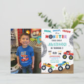 Monster Truck Racing Car Kids Verjaardag Foto Kaart (Staand voorkant)