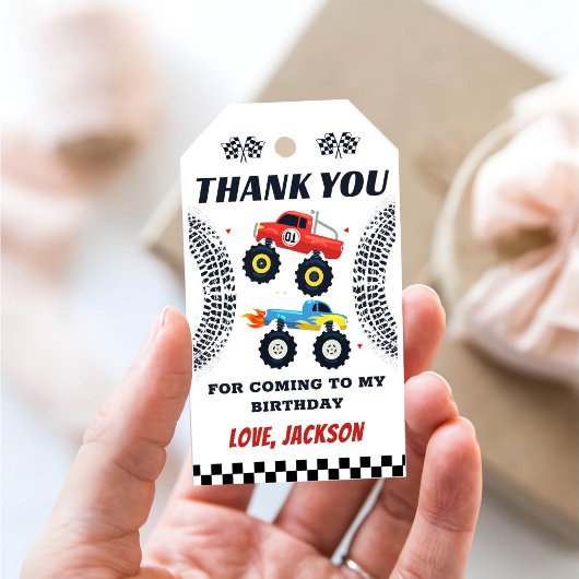 Monster Truck Racing Verjaardag Bedankt Cadeau Lab Cadeaulabel