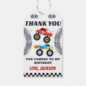 Monster Truck Racing Verjaardag Bedankt Cadeau Lab Cadeaulabel (Achterkant)