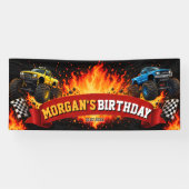 Monster Truck Racing Verjaardagsfeest Banner (Horizontaal)