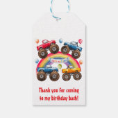 Monster Truck Rainbow Boy Verjaardag Bash Bedankt Cadeaulabel (Achterkant)