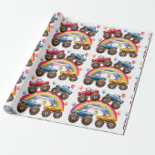 Monster Truck Rainbow Boy Verjaardag Bash Cadeaupapier (Uitgerold)