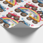 Monster Truck Rainbow Boy Verjaardag Bash Cadeaupapier (Hoek)
