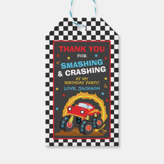 Monster Truck Rally Birthday Party Decor Favor Cadeaulabel (Voorkant)
