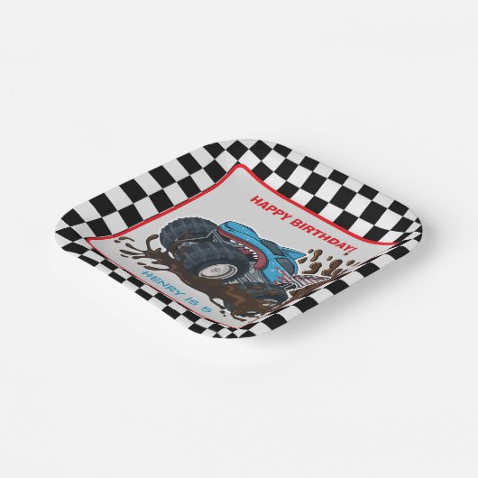 Monster Truck Rally Birthday Party Decorations Papieren Bordje (Gebogen)