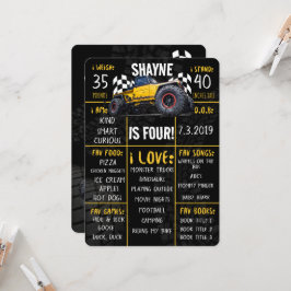 Monster Truck Rally Birthday Party Milestone Sign Kaart