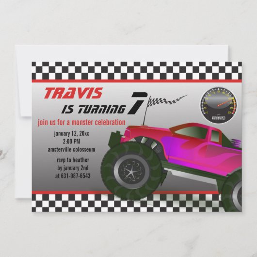 Monster Truck Rally Invitation Kaart (Voorkant)