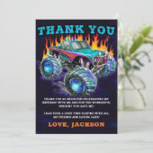 Monster Truck Rally Jongen Verjaardag Bedankt Kaar (Staand voorkant)