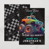 Monster Truck Rally Verjaardagsfeest Bedankkaart (Voorkant / Achterkant)
