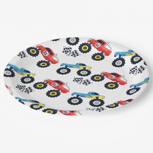 Monster Truck Rally Verjaardagsfeestje Papier Bord (Gekanteld)