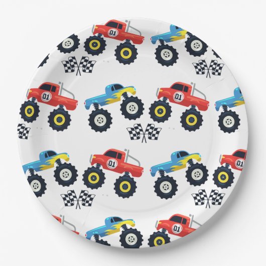 Monster Truck Rally Verjaardagsfeestje Papier Bord (Voorkant)