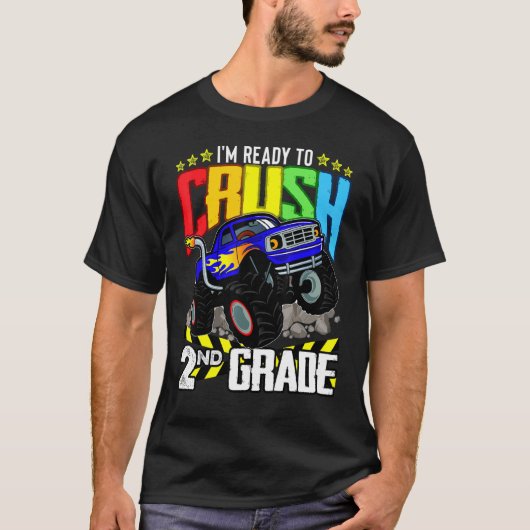 Monster Truck Ready To Crush Second Grade Back To T-shirt (Voorkant)